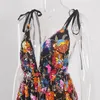 Vestido Floral SEM Mangas Com Lantejoulas, Rosa, Sexy, Festa, Profundo, Costas Nuas, Curto, Nited, Verão 파티 드레스