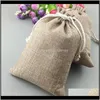 Wrap Event Festive Home Garden Drop Delivery 2021 50Pcs Vintage Natural Burlap Hessia Candy Wedding Party Favor Pouch Birthday Supplies Dst