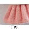 TRAF Women Fashion met gebonden wrap bijgesneden gebreid vest trui vintage lange mouw vrouwelijke bovenkleding chic tops 211011