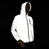 Light-reflecting Cycling Jacket windbreaker casual hip hop Hooded techwear Noctilucent Streetwear men's Reflective coats Unisex 211110
