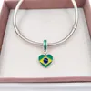 pingentes de pérolas para fabricação de joias Brasil HEART FLAG pandora 925 pulseira de prata mão tornozelo feminino masculino pulseira conjunto de contas colar pingente presentes de aniversário 791911ENMX