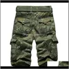 Ropa Ropa Entrega directa 2021 Camuflaje Estampado de herramientas Pantalones cortos Verano Mult Bolsillo Suelto Casual Hombres Cinco puntos Pantalones 1Bbim