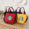 Koreanische Damenhandtasche, modische Umhängetasche, Starbucks-Leinwand, Umhängetasche, Organizer, Fresh Lady Tote, Einkaufstaschen, Preppy-Stil