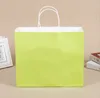 Environment Friendly wrap Kraft Paper Bag Portable with Handles Store Packaging Shopping Gift