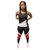 Women summer outfits two pieces sets jogger suits tracksuits sleeveless vest T-shirts +leggings fitness clothes plus size S-2XL black casual sports suit 4774