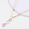 Pendant Necklaces Multilayer Choker Bohemian Pearl Drop Geometric Irregular Resin Druzy Necklace Jewelry Fashion Women Party Gift