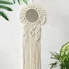 Lustra Czeski Macrame Wall Wiszące Dekoracyjne Lustro Handmade Woven Mandala Gobelin do domu Salon Decor