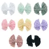 Nya 5inch spetsbågar Headband Nylon Baby Turban Girls Solid Bow Hairpins Nyfödda Hollow Out Nylon Headbands Headwear