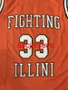 35 STEPHEN BARDO 25 DEON THOMAS 33 KENNY BATTLE Fighting Illinois College Orange Basketball Jerseys Personnalisé N'importe quel numéro Nom Ncaa XS-6XL