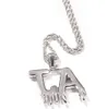 Iced A- Z Custom Name Drip Letters Pendant Necklaces Gold Silver Color For Men Women Cubic Zircon Hip Hop Jewelry