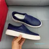Designer- casual hommes chaussures lettre sculpté slip sur bleu luxe hommes chaussure sport streetwear