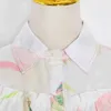 Twotwinstyle Elegancki Druk Dwuczęściowy Zestaw Dla Kobiet Lapel Z Długim Rękawem Koszula Ruched Mini Spódnice Casual Zestawy Kobiet Moda 210517