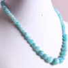 Pendant Necklaces 6-14MM Handmade Beaded Necklace Natural Stone Round Blue Jades For Women Jewelry Gift E015 Godl22