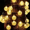 Julkrans Sollampa Crystal Ball String Light Dekoration för hem Vattentät Utomhus Xmas Tree Year Decor 211105