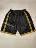 Men's Team Basketball Short Just Don Los Angeles Classic Black Gold Sport Stitched Shorts Hip Pop Pants With Pocket Zipper Sweatpants In Size S- Size 2XL