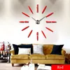 Horloges murales 3D bricolage grande horloge numérique surdimensionnée pour salon acrylique miroir autocollant grande lettre anglaise suspendue