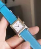 21mm 26mm جلدية حقيقية الشعار الشعار wristwatch Silver Gold Square Dial Watch for Lady Girls Women Brand Brand Christmas Gift2401914