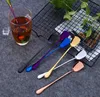 Eco Spoon Långhandtag Skedar Skovel Design PVD Pläterad Rostfritt Stål Guldte 7 Färger Tillgängliga