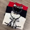 Оптовая продажа вязаный свитер женский дизайнерский вязать кардиган бренд cc шерстяная рубашка с бантом шелковый шарф эластичная одежда женская