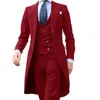 Costumes pour hommes Blazers bleu royal longue queue manteau 3 pièces Gentleman homme mode masculine marié smoking pour mariage bal veste gilet avec pantalon