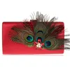 Clutch Bag Peacock Feather Pearl Evening Tassen Mode Portemonnee Diamond Party Portemonnee Bruiloft Bruids Handtassen