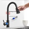 Saeuwtowy Matte Black Faucet Deck Installation Sink With Sprinkler Pull-Out Kitchen 360 Rotatble Basin 210724