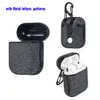 com letras de metal g designer casos de couro pu para airpods pro case gancho clasp keychain anti perdido l flor marrom capa protetora moda fone de ouvido