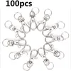 100 pcslot pivotant mousqueton Clips clé crochet porte-clés fendu porte-clés résultats fermoirs pour porte-clés faisant H09156330971