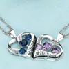 925 Sterling Mode Partihandel Nya Trendiga Halsband Silver Charms Love Hollow Heart Shaped Crystal Pendants Smycken