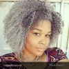 9A Grey weave kinky curly ponytail human hair extension clip in wraps drawstring silver gray pony tail updo bun hairpiece for black women 140g