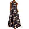 Kwiatowy nadruk Boho Casual Long Dress Letni ubrania dla kobiet sexy na ramię es es maxi 220210