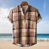 Casual shirts van heren Hawaiiaans shirt mannen korte mouw zomerse bloemen losse stijl etnische katoenen linnen bedrukken strand blouse heren's