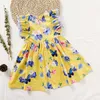 子供のための夏の花のドレス女の子素敵な蝶のサンドレスフリルスリーブカジュアルAライン服210529