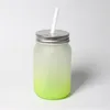 SNEL!!! Sublimatie Mason Jar 15oz Verloop Glazen DIY Multi-Color Wijnglazen Sublimerende Bier Cup Warmte Transfer Drink Mokken EE