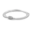 Feiner Schmuck Authentische 925er Sterlingsilber-Perlen für Pandora-Charm-Armbänder, Stern, Doppelkreis, Schlangenknochenkette, Roségold, Sicherheitskette, Anhänger, DIY-Perlen