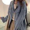 Kadın Ceketler 2021 Kore Gevşek Sonbahar Ceket Mavi Rahat Tops Artı Boyutu Kot Denim Ceket Jean Vintage Kadın Giysileri 16295