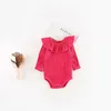 Baby bodysuits burst lotus blad kraag driehoekige klimmen pak meisje kleding jumpsuit 210515
