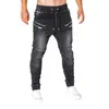 Herren Jeans 2021 Mode Reißverschluss Kordelzug Tasche Laufhose Jogginghose Sport