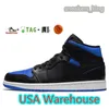 2021 University Blue 1 1s Hype Royal Mens Basketball Skor Snabb leverans från US Warehouse Obsidian Sail Black Cat Bred 4 4s Vit Cement Guava Sneakers med låda