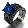 Design Couple Rings Black Rhinestone Charms Wedding Engagement Band Bridal Knuckle Set Accessori223f