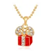 Collier pendentif de noël en diamant, mode dessin animé bonhomme de neige cloche en alliage décoration colliers cadeau créatif bijoux