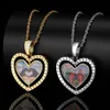 Customize Lover Heart Memorial Photo Pendant Necklace Rotatable Double Sides