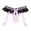 Kvinnors trosor Kvinnor Öken Pearl Crotchless Erotic G-String Floral Lace Low Rise Ruffle Bowknot Lingerie Thongs With G198Y