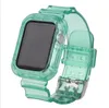 Caso + Correias para Apple Watch Band 44mm 42mm 40m38mm Acessórios Smart Acessórios Soft Silicone Transparente Bracelete Iwatch 5 4 3 SE 6