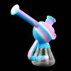 water smoking pipe silicone hose joint glass bong dab Hemisphere hookahs shisha hookah oil rig bongs pipes height 5.3"