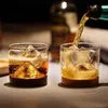 Copo de vinho de uísque montanha de madeira inferior cerveja irlandesa copo de óculos transparentes para uísques vinhos vodka bar clube ferramentas escocês gwb14280