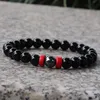 Pulseras con abalorios de hebras de madera de piedra de lava Natural de 8mm, brazalete elástico, decoración de fiesta, joyería hecha a mano para mujeres y hombres