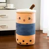 24cm Bubble Milk Tea Plush Toy Brewed Boba Stuffed Cartoon Cylindrical Body Pillow Cup Shaped Pillow Super Soft Hugging Cushion Creative Gift Children DHL F0527