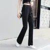 Primavera Casual Corea Chic Donna Versatile Split Pantaloni a gamba larga Elaxtic Vita Jeans con stampa a pannelli larghi 16W354 210510