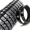 50pcs Black Serenity Prayer CROSS Silicone Bracelets Rubber Wristbands Whole Jewelry Lots Xmas Gift Favor